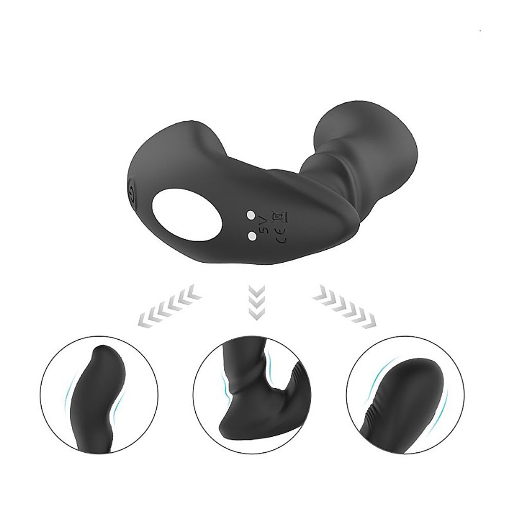 Estimulador de Próstata em Silicone Recarregável com 9 Vibrações Optimus Preto | Foto 03