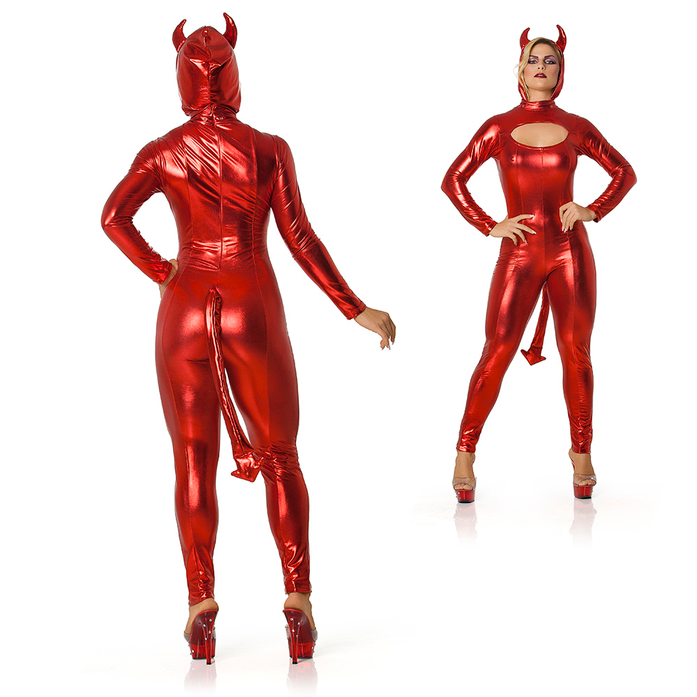 Fantasia de Diabinha Sensual sem Bojo com Cauda e Capuz Remov�vel Luxuriis Vermelha | Foto 02