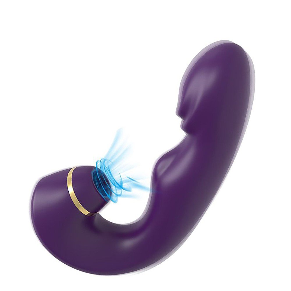 Vibrador Duplo em Silicone Recarregavel Oiga Roxo, vista lateral direita destacando o formato ergonomico para encaixe perfeito.
