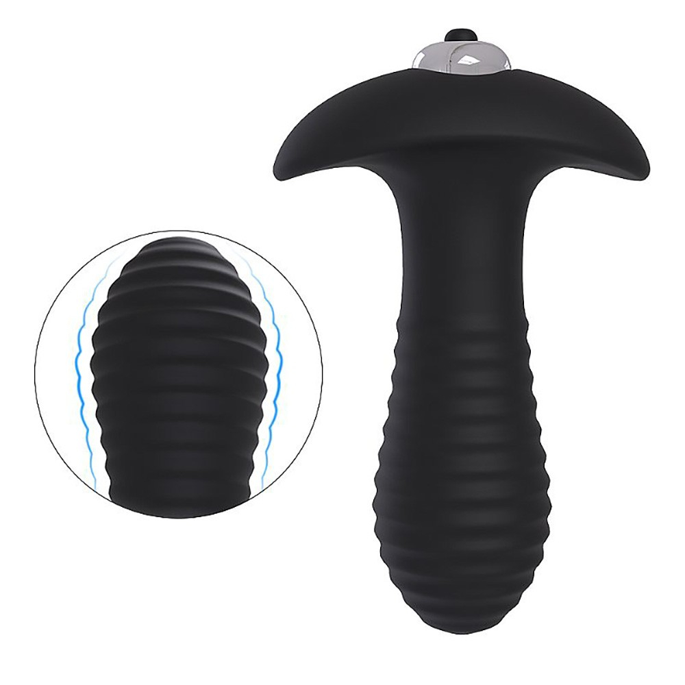 Plug Anal em Silicone com Textura em Espiral com Vibrador Spiral Preto | Foto 04
