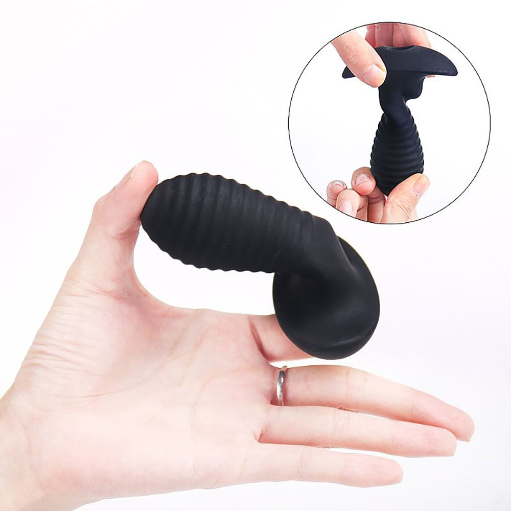 Plug Anal em Silicone com Textura em Espiral com Vibrador Spiral Preto | Foto 05