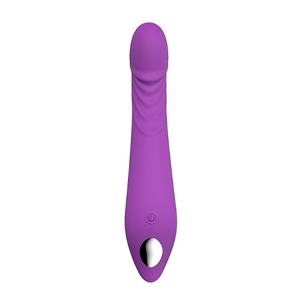 Vibrador Feminino Ares Roxo em vista frontal, destacando o bot�o de controle e base de carregamento