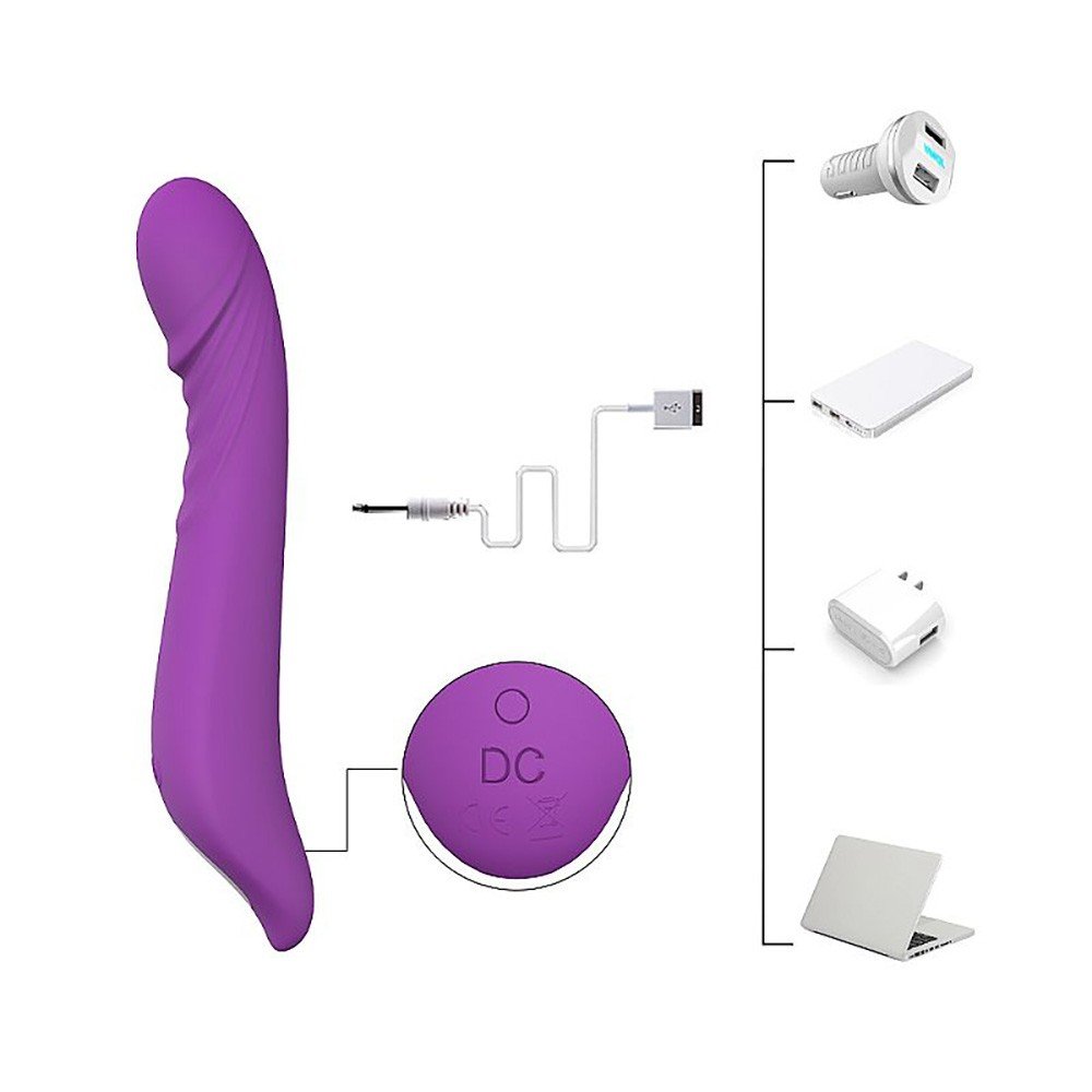 Detalhe do bot�o de controle e entrada de carregamento USB do Vibrador Ares Roxo