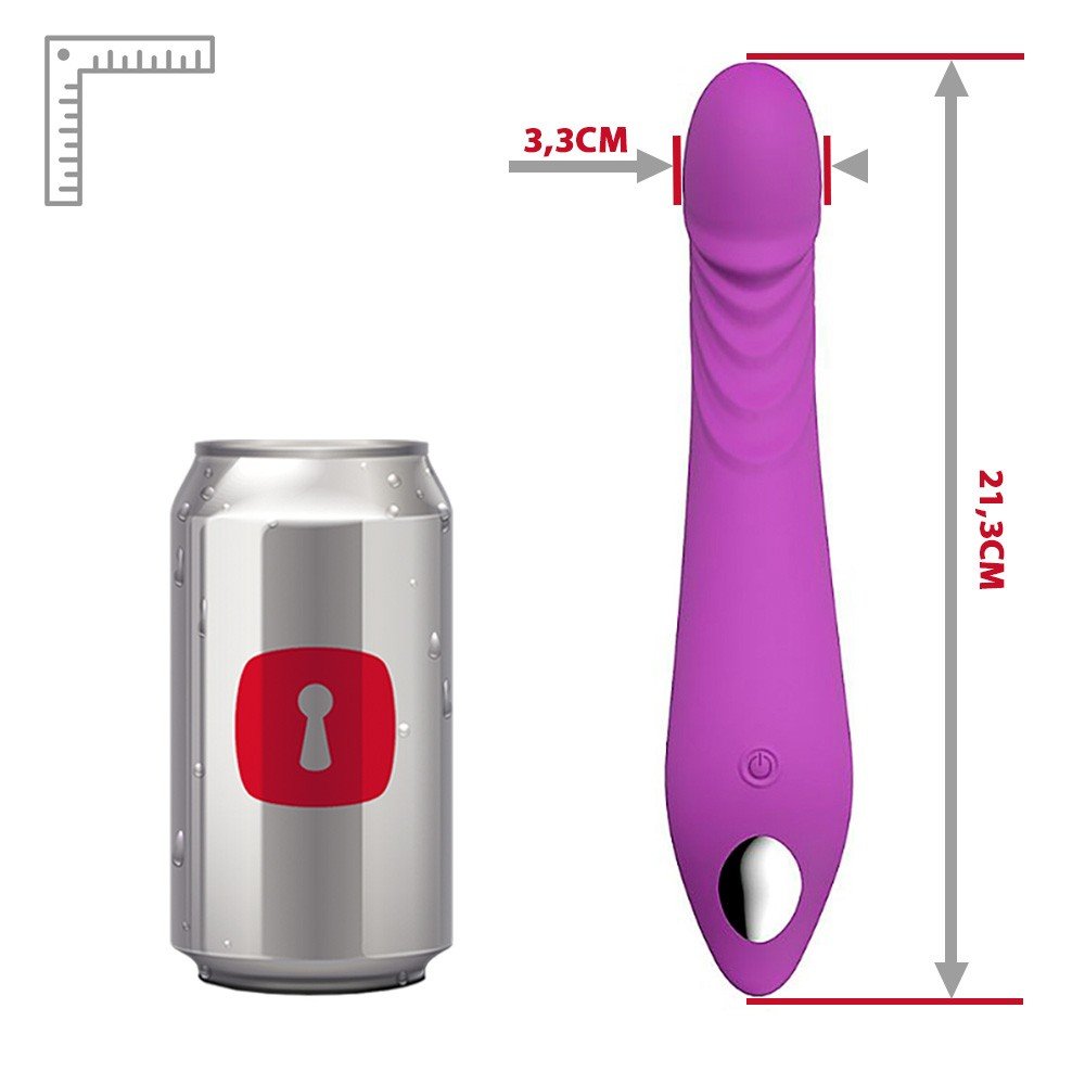 Vibrador Feminino Ares Roxo em vista lateral, exibindo a curvatura e textura do silicone