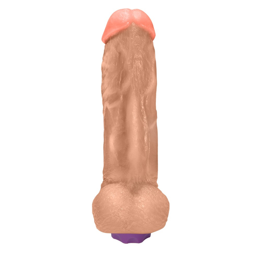 P�nis Real�stico com Escroto e Vibrador King Kong em vista posterior detalhando o escroto e a base vibrat�ria