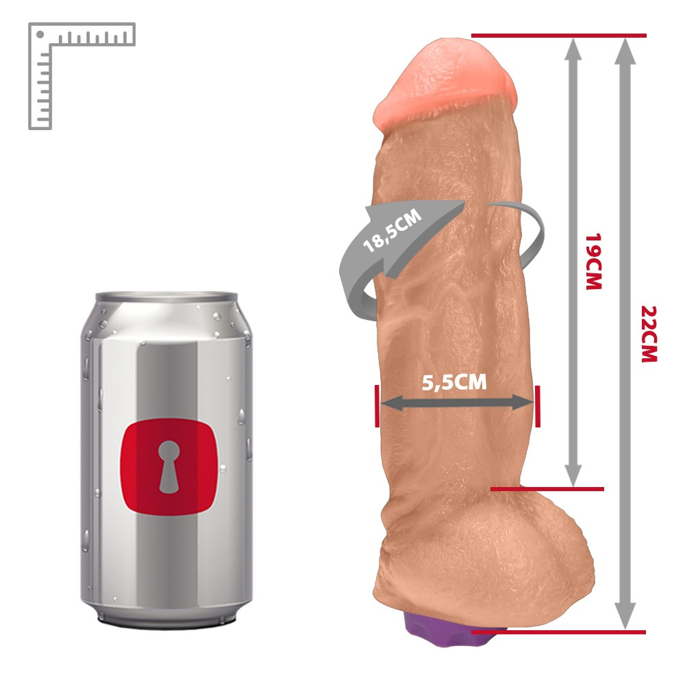 Detalhe da cor bege do P�nis Real�stico com Escroto e Vibrador King Kong.