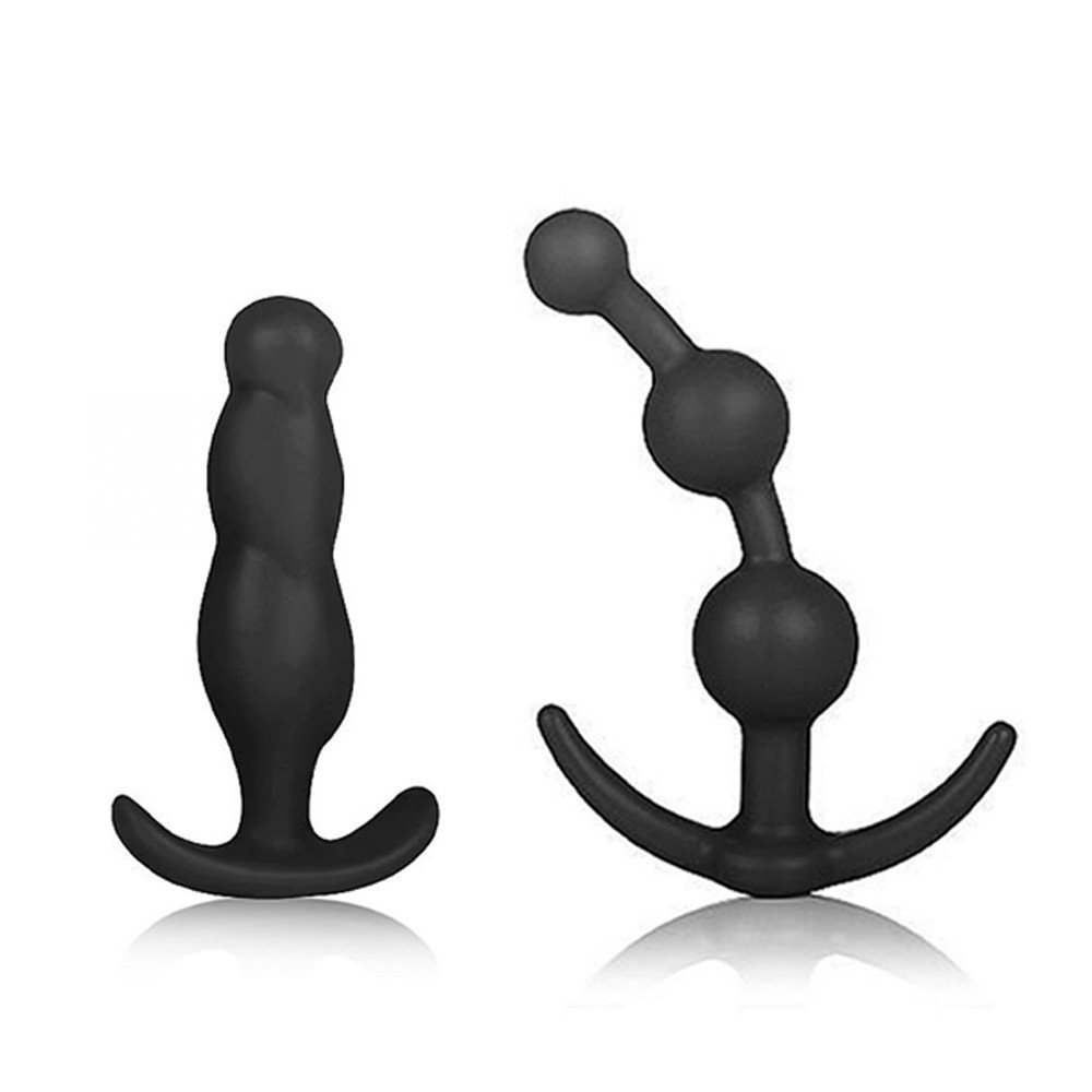 Plug Anal Kit com 2 Formatos Diferentes Start e Balls em Silicone Preto | Foto 02 Ilustrativa Plug Anal Kit com 2 Formatos Diferentes Start e Balls em Silicone Preto | Foto 02 Ilustrativa
