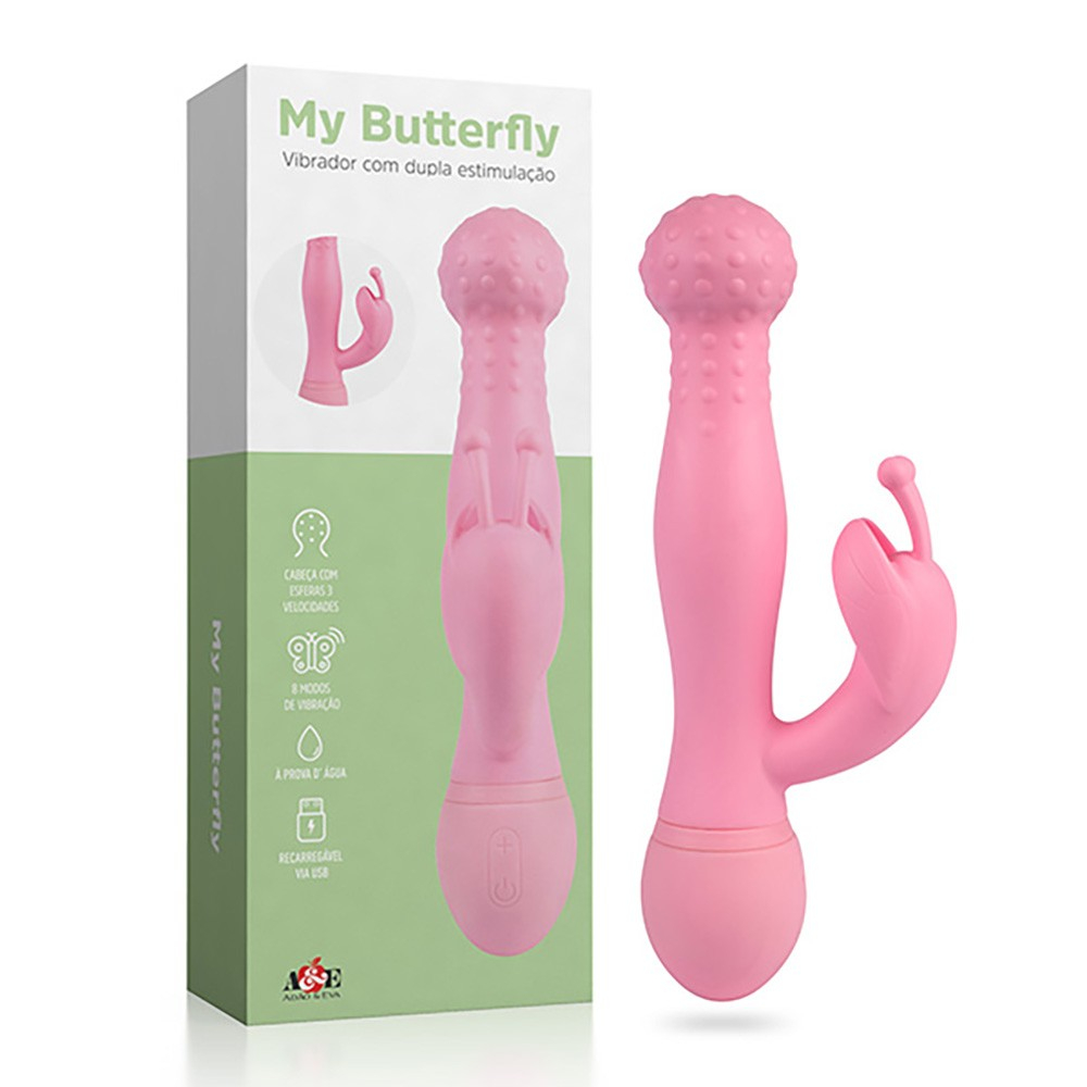 Vibrador Duplo em Silicone Recarregável com 8 Vibrações com Dois Motores My Butterfly Rosa | Foto 01