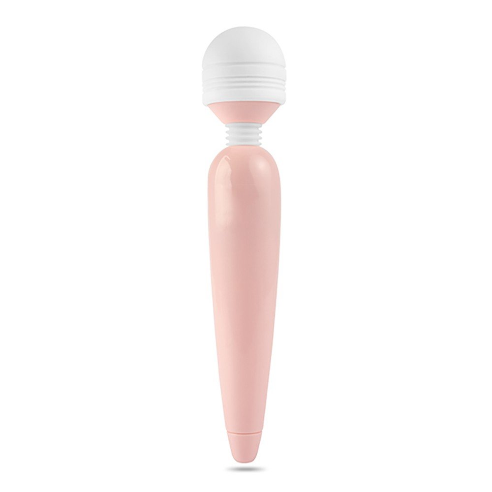Vista lateral do Massageador Er�tico Love Wand Rosa evidenciando o design slim e o bot�o de controle de vibra��es