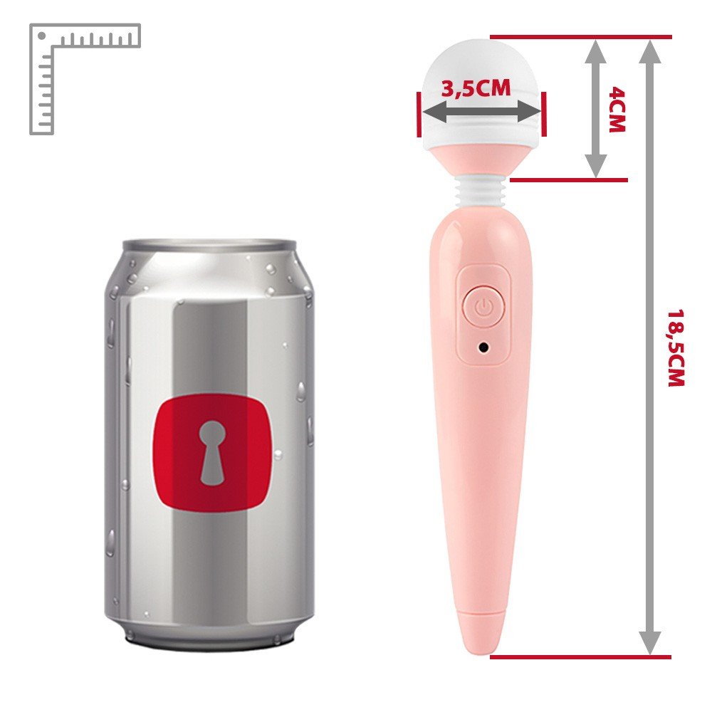 Close-up da cabe�a flex�vel de silicone do Massageador Er�tico Love Wand Rosa, destacando a textura suave e a cor branca