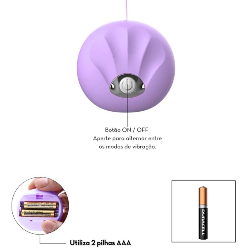 Detalhe do controle com fio do Vibrador Bullet Lil�s - Bot�o ON/OFF e compartimento de pilhas