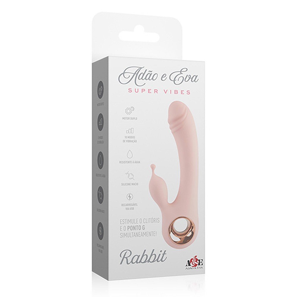 Vibrador Duplo em Silicone Recarreg�vel com 10 Vibra��es e Dois Motores Rabbit Salm�o | Foto 05