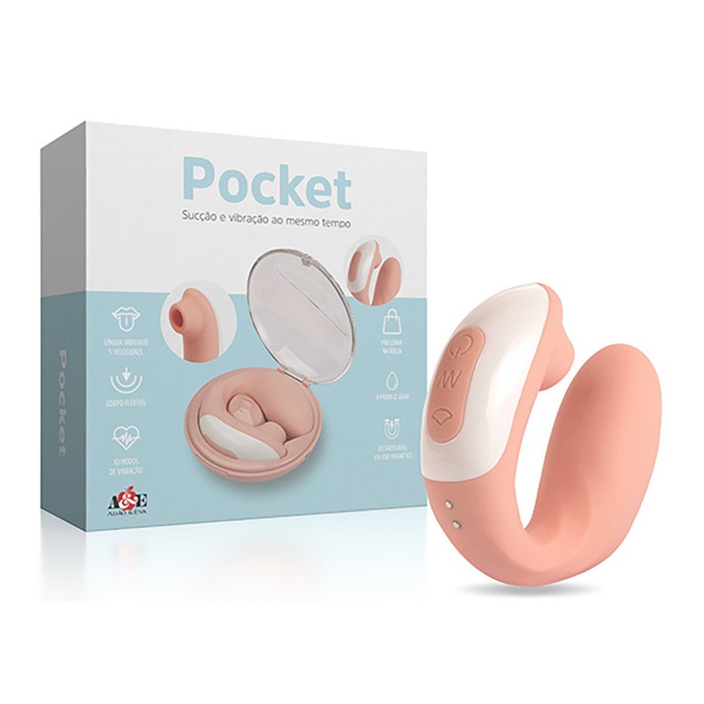 Vibrador Duplo em Silicone Recarregável com 10 Vibrações Flexível Pocket Salmão | Foto 01