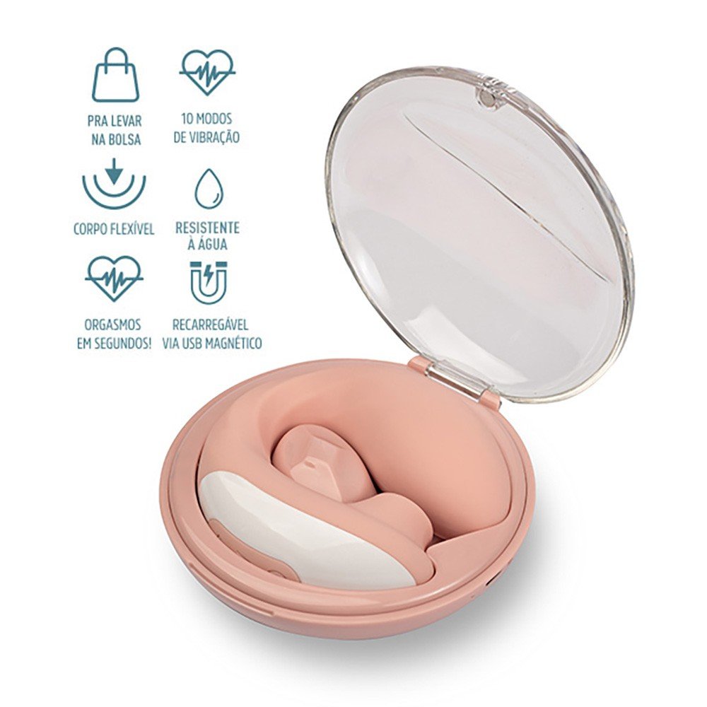 Vibrador Duplo em Silicone Recarregável com 10 Vibrações Flexível Pocket Salmão | Foto 04