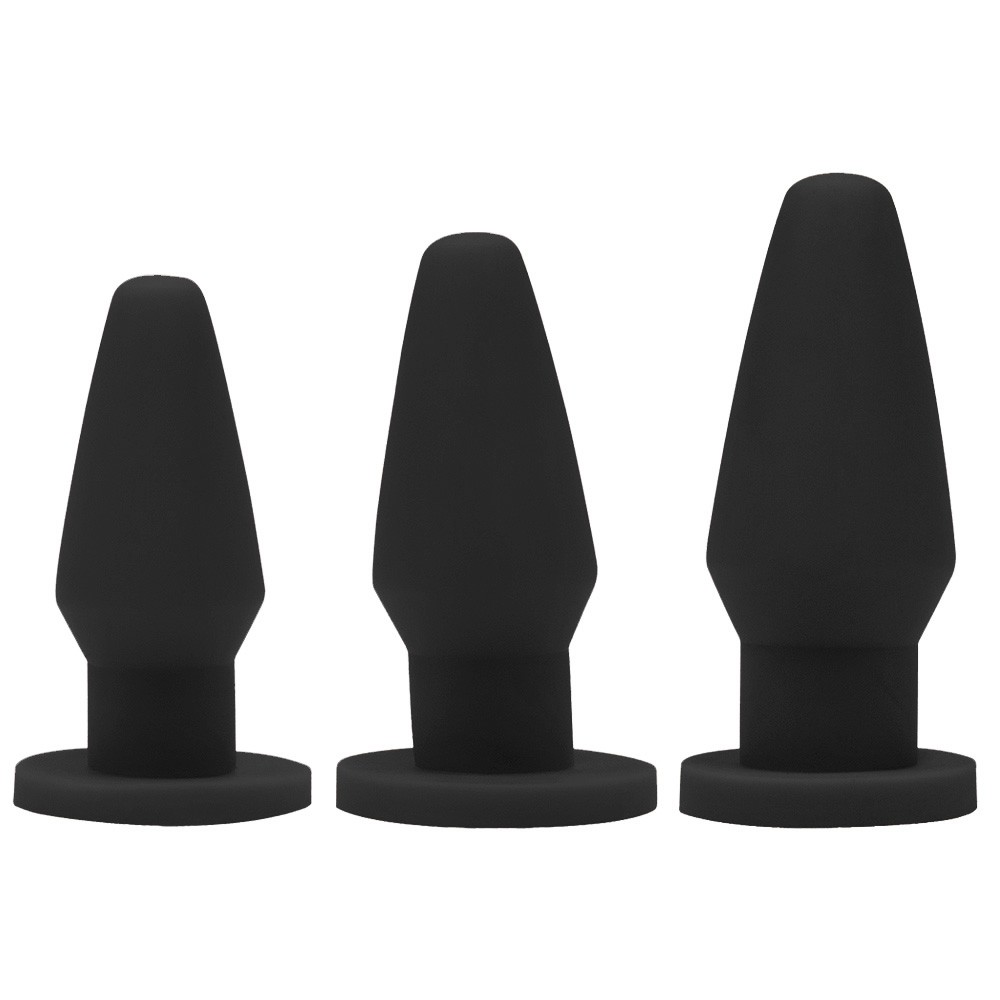 Kit Plug Anal Butt com 3 Tamanhos 9, 11 e 13 cm em Pvc Flexvel Atxico  Preto :: Sex Shop Loja do Prazer