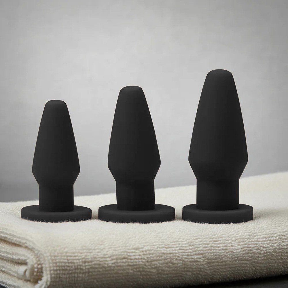 Kit Plug Anal Butt com 3 Tamanhos 9, 11 e 13 cm em Pvc Flexível Atóxico Preto | Foto 03