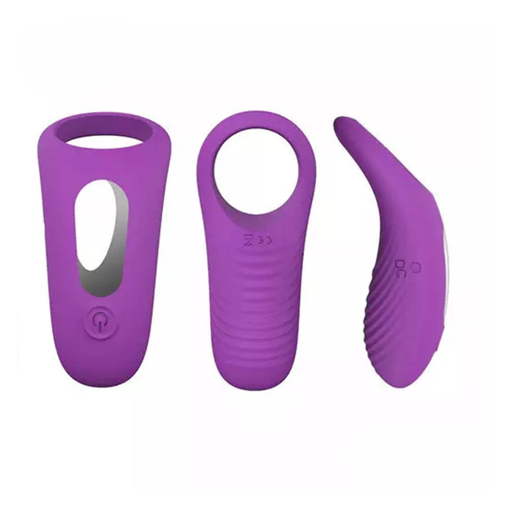 Anel Peniano em Silicone com Estimulador 9 Vibrações Recarregável e Controle sem Fio Himan Roxo | Foto 02
