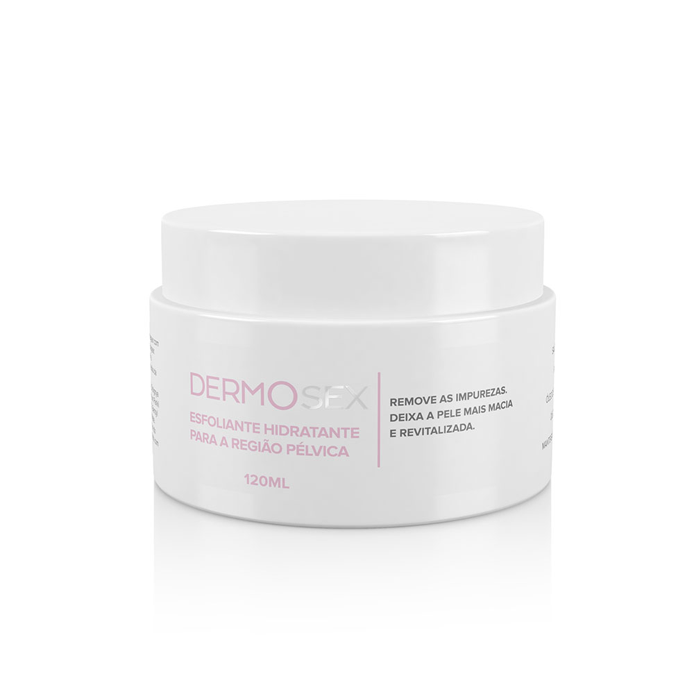 Vista frontal do frasco do Esfoliante e Hidratante DERMOSex para Virilha e �nus 120ml
