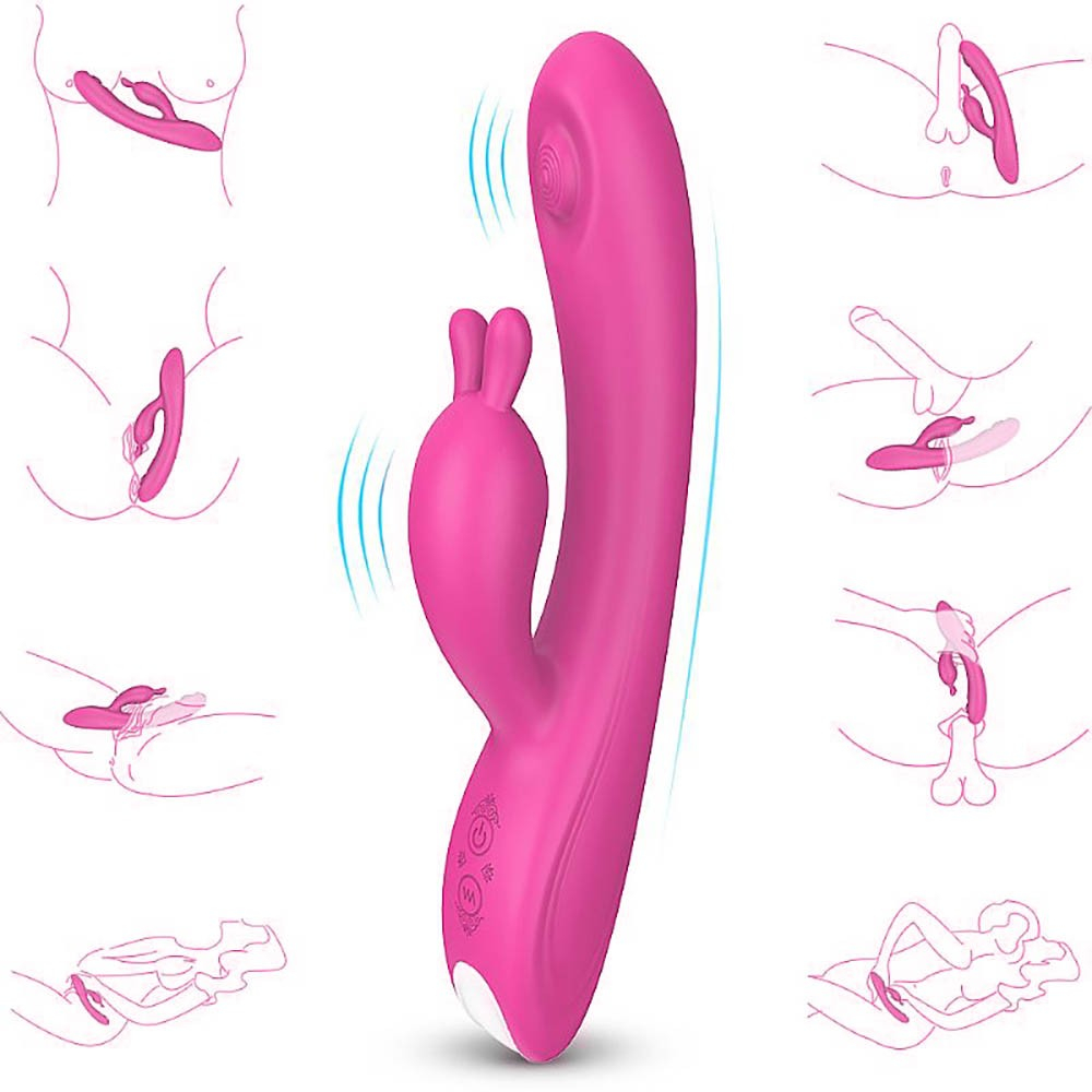 Vibrador Duplo em Silicone com Estimulador Ponto G e 9 Vibrações Recarregável Candy Pink | Foto 03