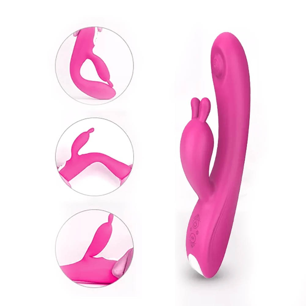 Vibrador Duplo em Silicone com Estimulador Ponto G e 9 Vibrações Recarregável Candy Pink | Foto 05