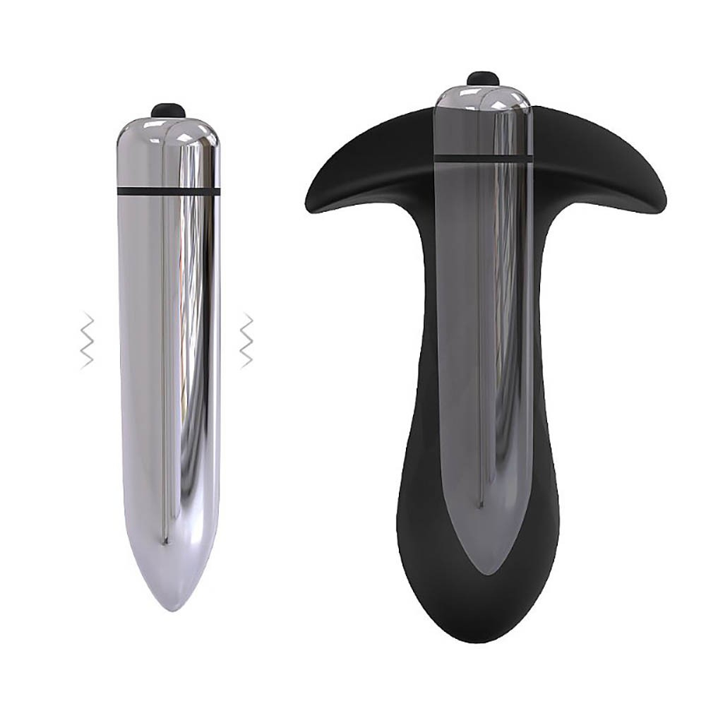 Plug Anal em Silicone com Vibrador Diamona Preto | Foto 02
