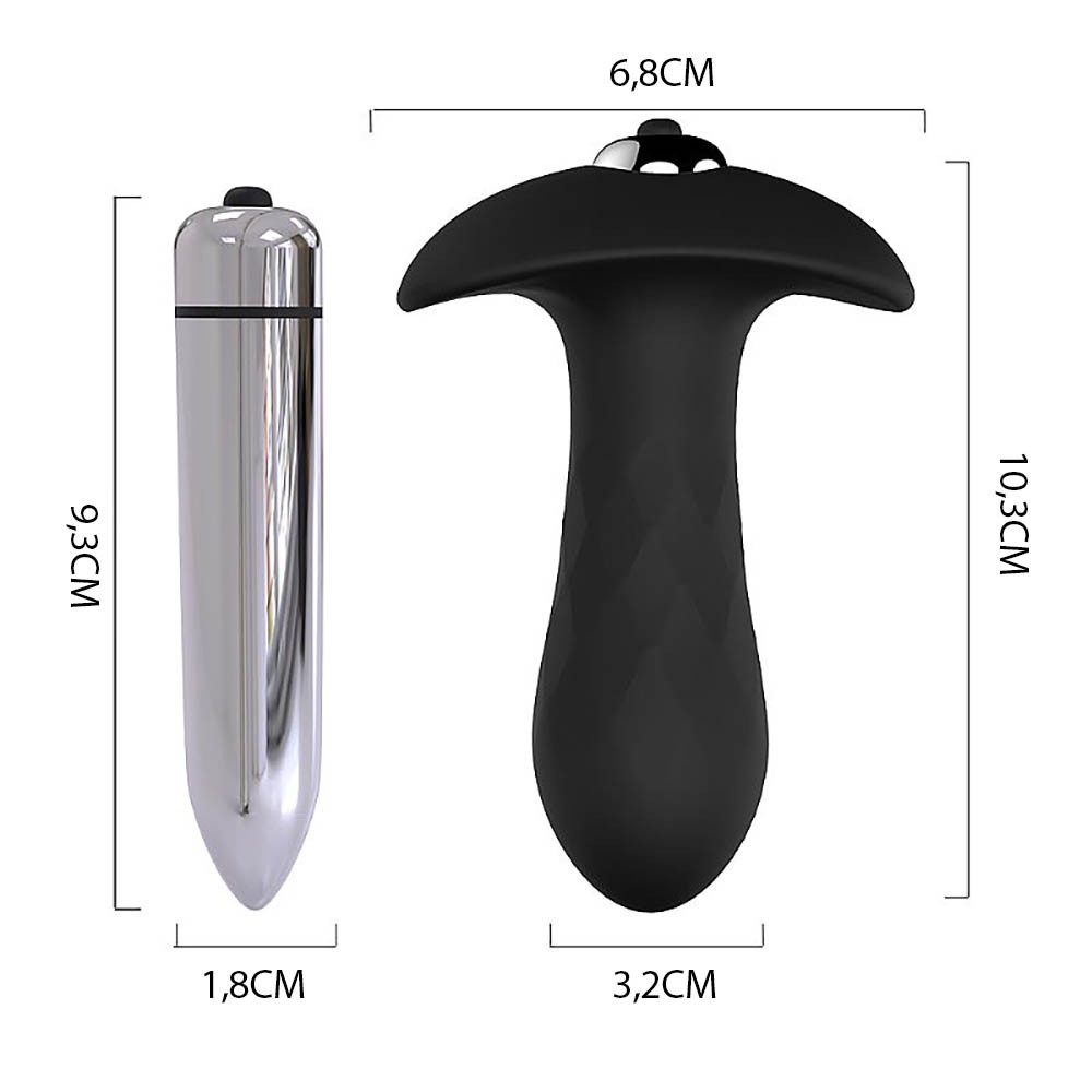 Plug Anal em Silicone com Vibrador Diamona Preto | Foto 06