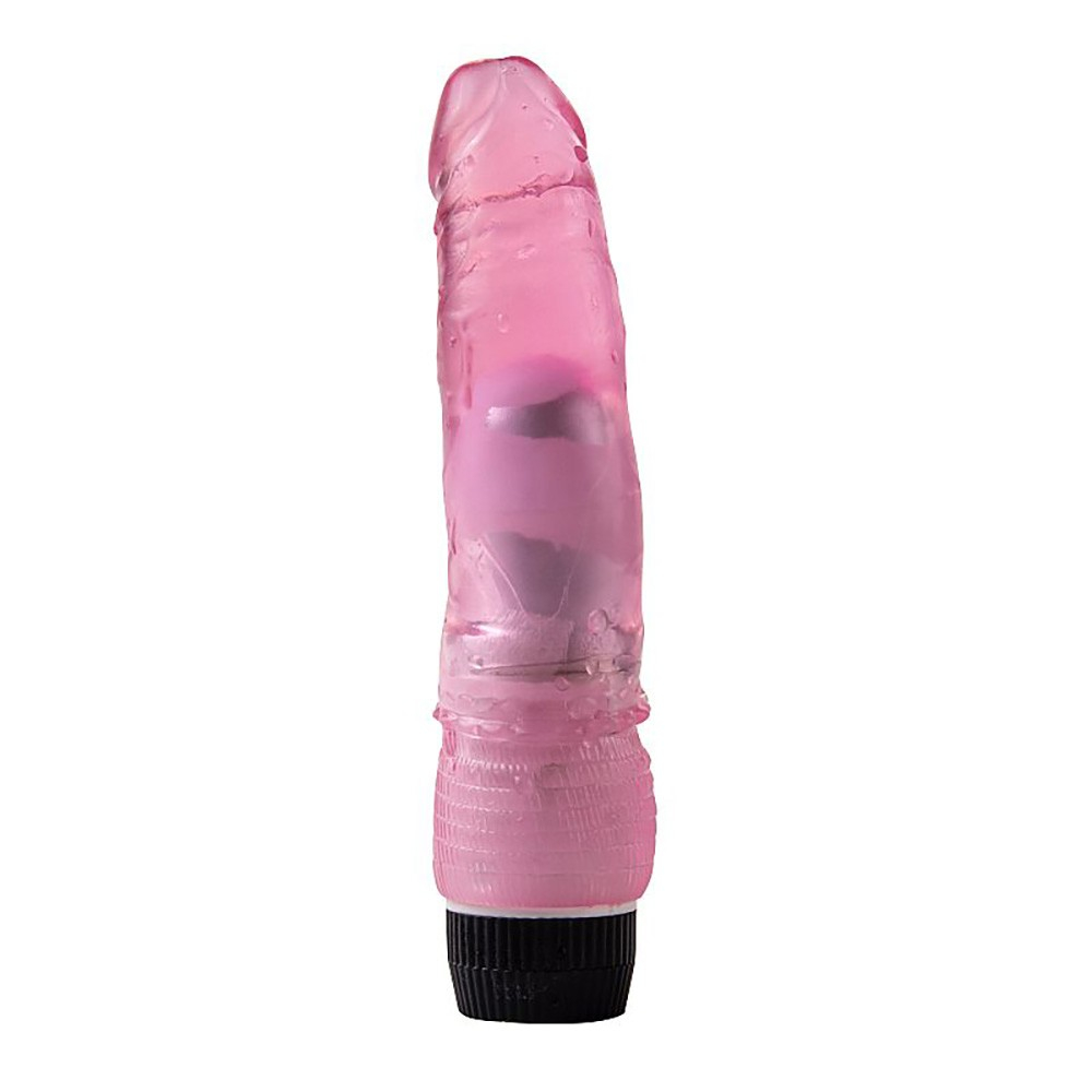 P�nis Real�stico com Massageador e Vibrador Multivelocidade em Jelly 17 x 4,2cm Pink | Foto 02