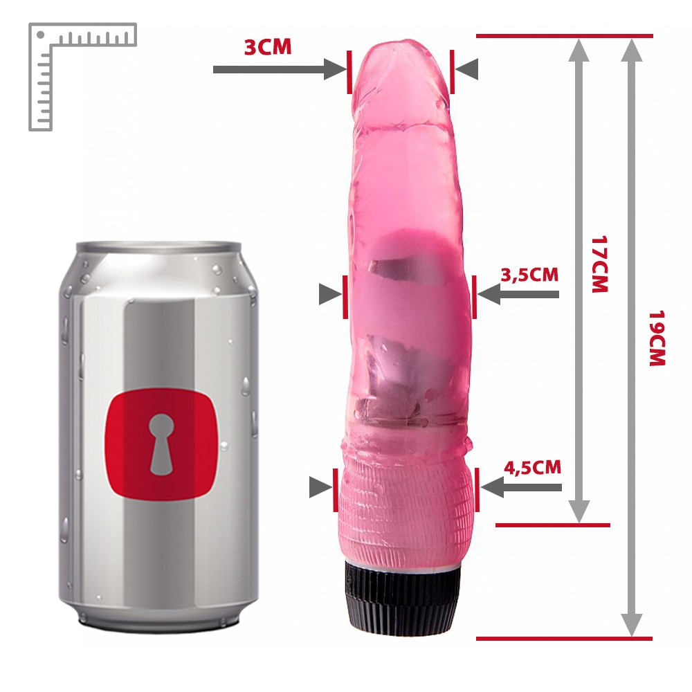 P�nis Real�stico com Massageador e Vibrador Multivelocidade em Jelly 17 x 4,2cm Pink | Foto 06