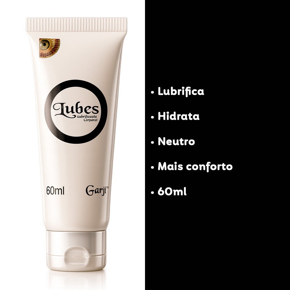 Lubrificante Lubes Neutro 60ml | Tubo do lubrificante com lista de benef�cios: Lubrifica, Hidrata, Neutro, Mais conforto, 60ml