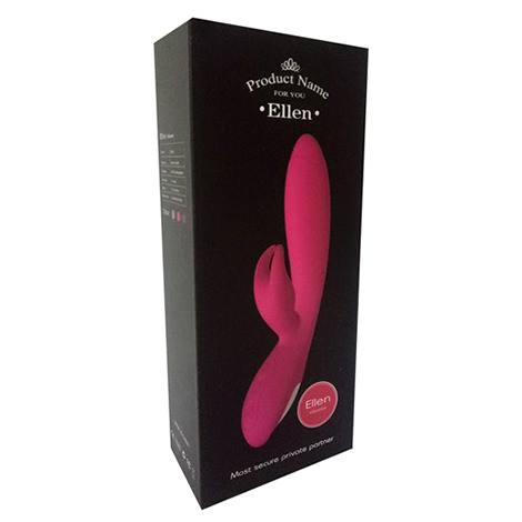 Embalagem de caixa preta com imagem de um vibrador rosa, n�o correspondente ao produto lubrificante