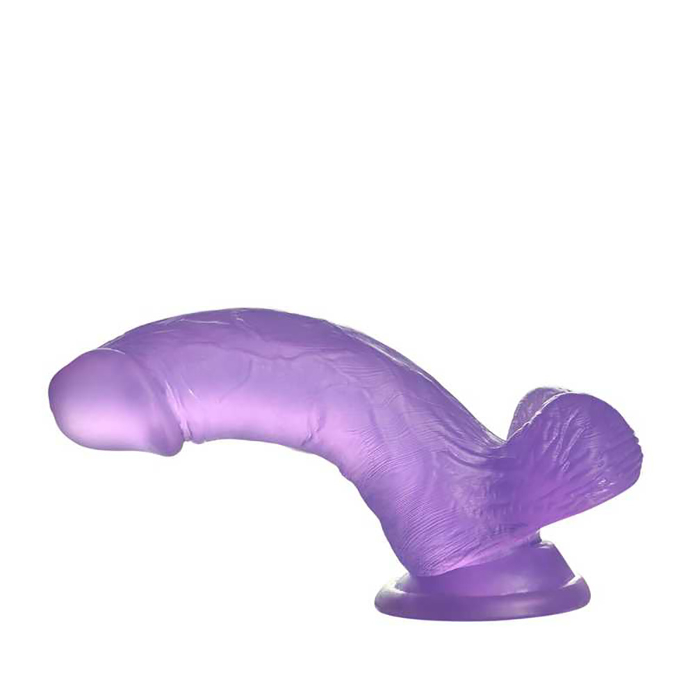 Pênis Realístico em Silicone Flexível com Escroto e Ventosa Translúcido Jelly Studs 13 x 3,5cm Roxo | Foto 03 Pênis Realístico em Silicone Flexível com Escroto e Ventosa Translúcido Jelly Studs 13 x 3,5cm Roxo | Foto 03