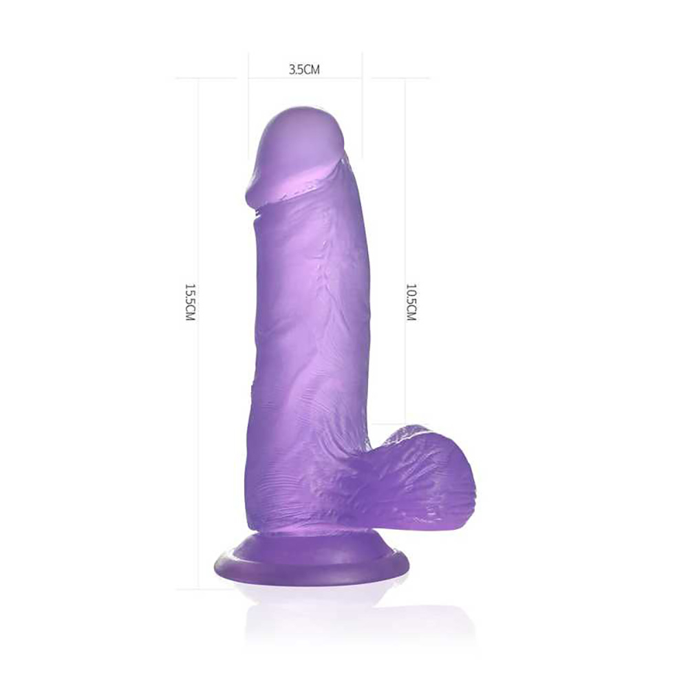 Pênis Realístico em Silicone Flexível com Escroto e Ventosa Translúcido Jelly Studs 13 x 3,5cm Roxo | Foto 06 Pênis Realístico em Silicone Flexível com Escroto e Ventosa Translúcido Jelly Studs 13 x 3,5cm Roxo | Foto 06