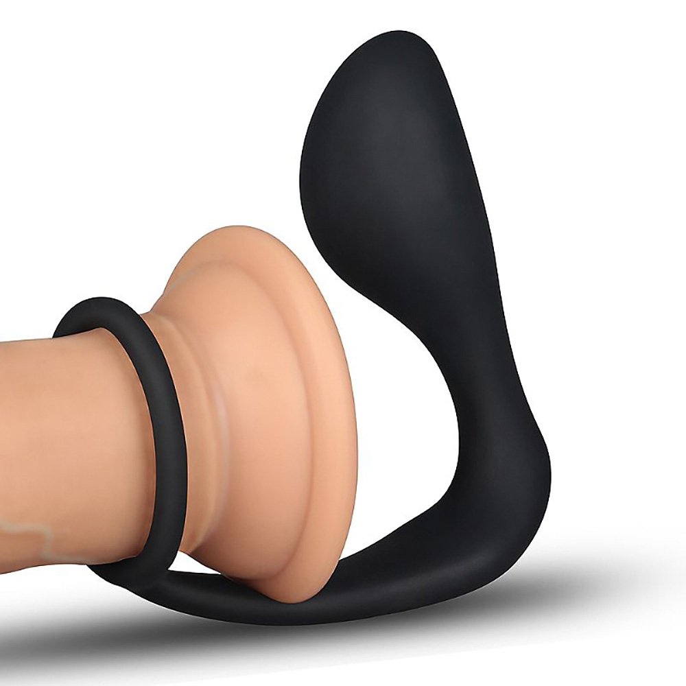 Estimulador de Próstata com Anel Peniano em Silicone Combo Orgasm Cockring Plug Preto | Foto 06 Estimulador de Próstata com Anel Peniano em Silicone Combo Orgasm Cockring Plug Preto | Foto 06