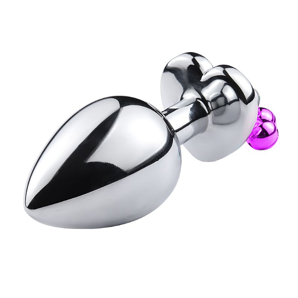 Plug Anal Joia em A�o Cora��o com Sininho Tamanho P Roxo | Foto 03