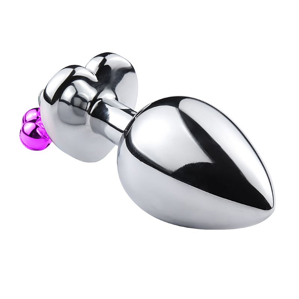 Plug Anal Joia em A�o Cora��o com Sininho Tamanho P Roxo | Foto 04