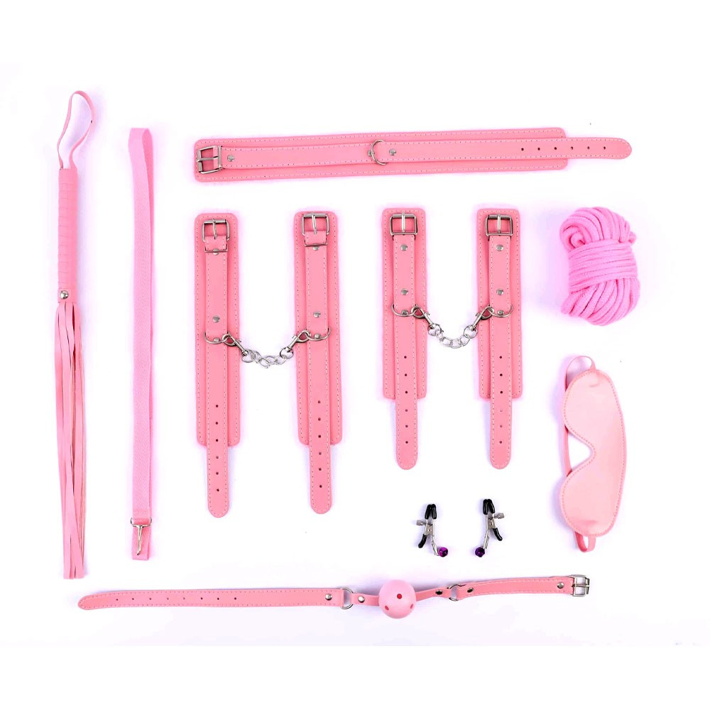 Kit Bondage Completo com 8 Itens Rosa | Foto 01