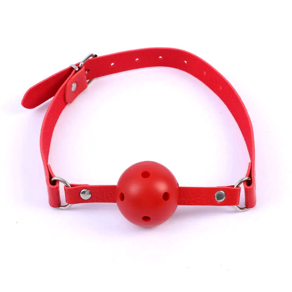 Mordaça com Bola Plástica e Tiras em PU (Imitação de Couro) Vermelho | Foto 02