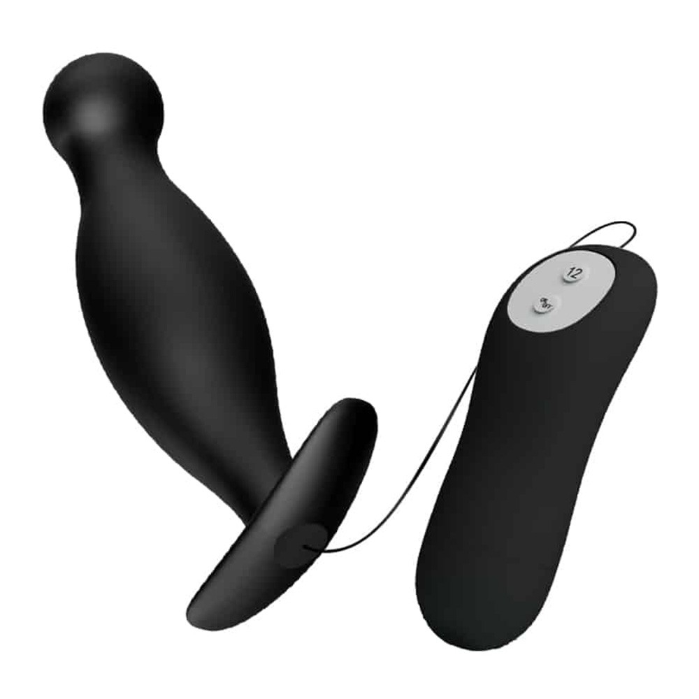 Plug Anal com Vibrador em Silicone com 12 Vibra��es e Controle com Fio 11,7 x 3cm Preto | Foto 02
