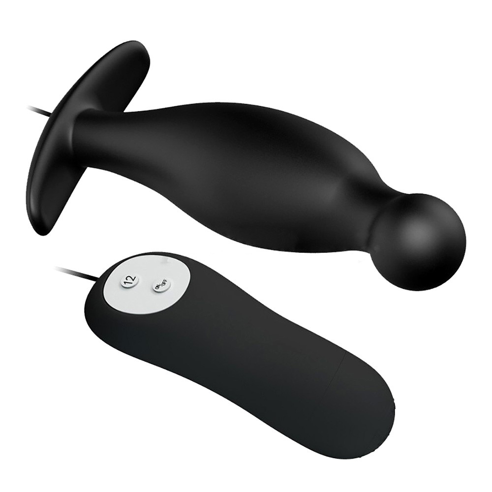 Plug Anal com Vibrador em Silicone com 12 Vibra��es e Controle com Fio 11,7 x 3cm Preto | Foto 04