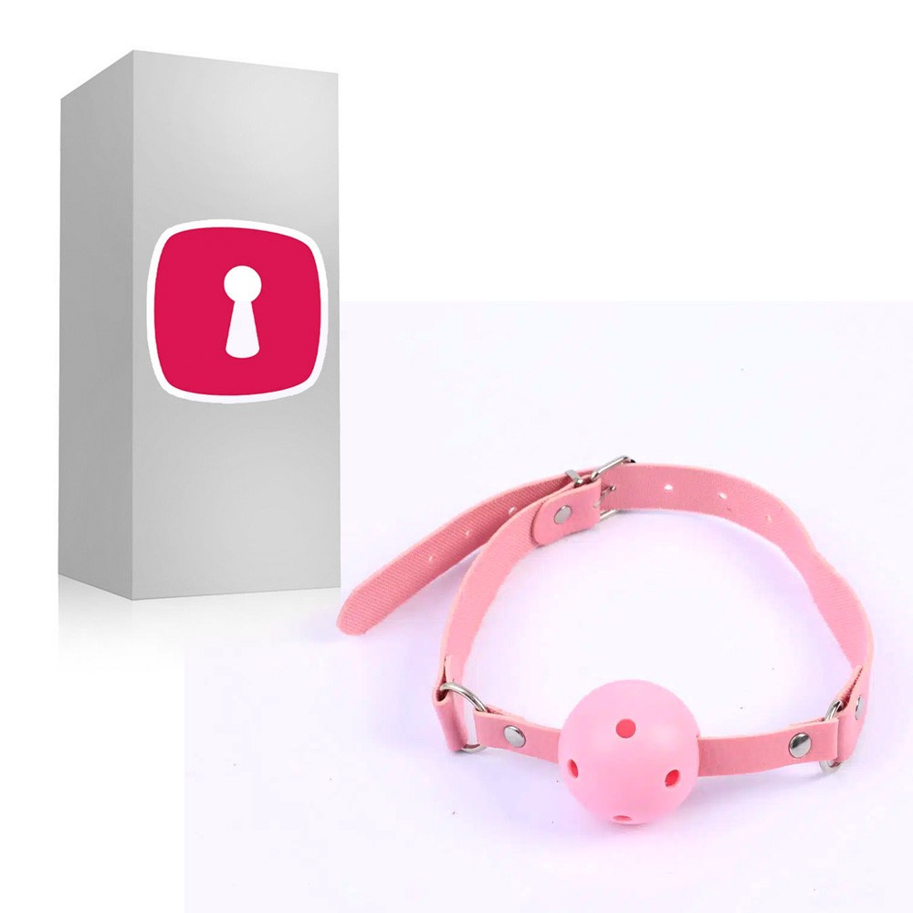 Mordaça com Bola Plástica e Tiras em PU (Imitação de Couro) Rosa | Foto 01