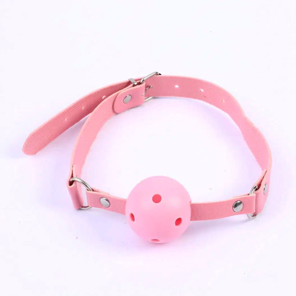 Mordaça com Bola Plástica e Tiras em PU (Imitação de Couro) Rosa | Foto 02