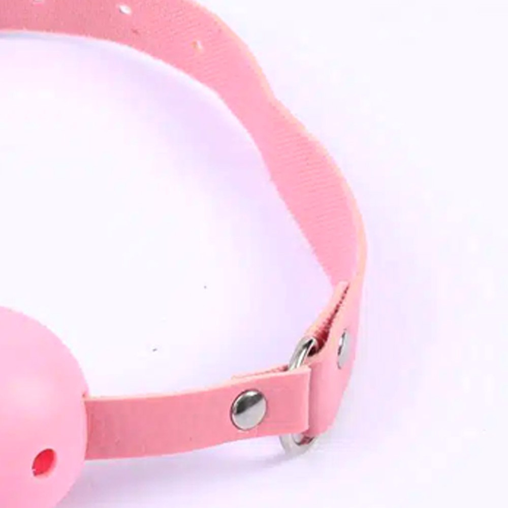 Mordaça com Bola Plástica e Tiras em PU (Imitação de Couro) Rosa | Foto 05