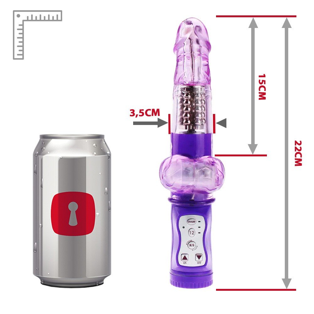 Vibrador Rabbit Formato de Pênis com 12 Vibrações Roxo | Foto 06