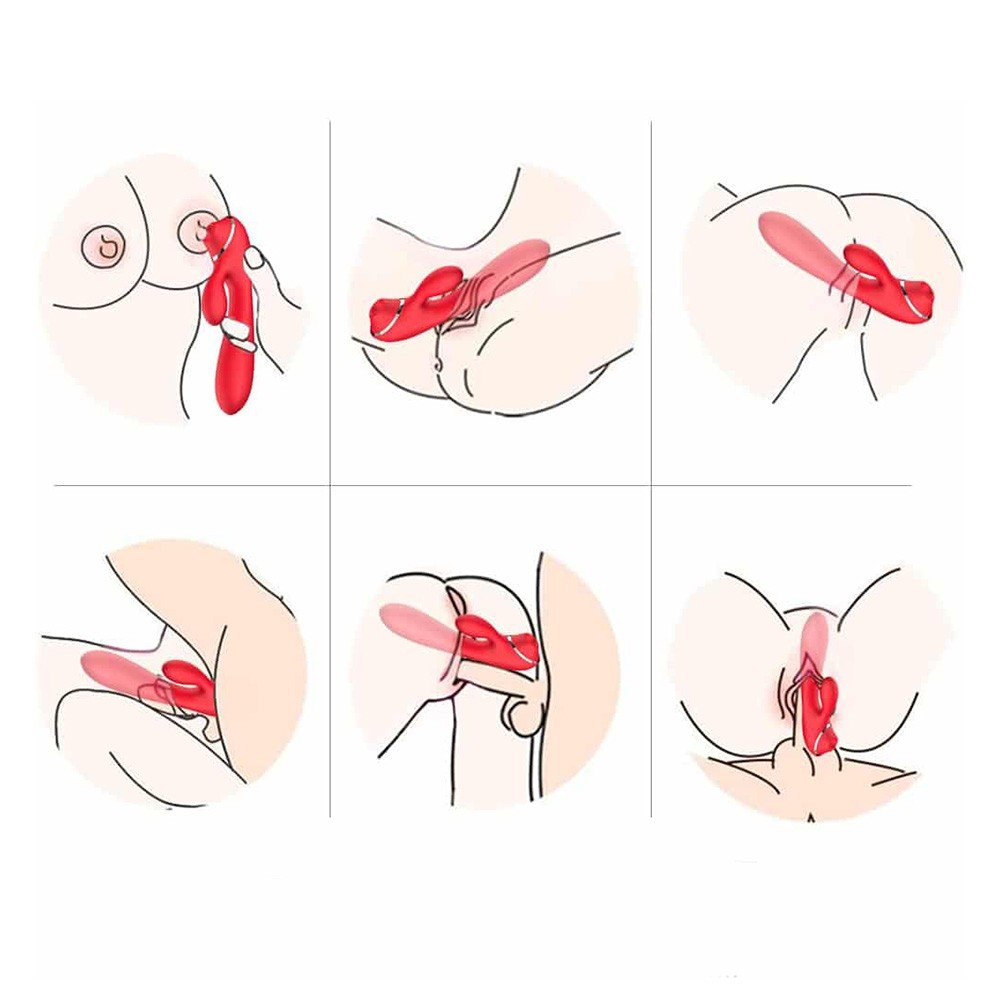 Sugador de Clitóris com 3 Modos de Sucção e Vibrador Duplo Recarregável Vermelho | Foto 05