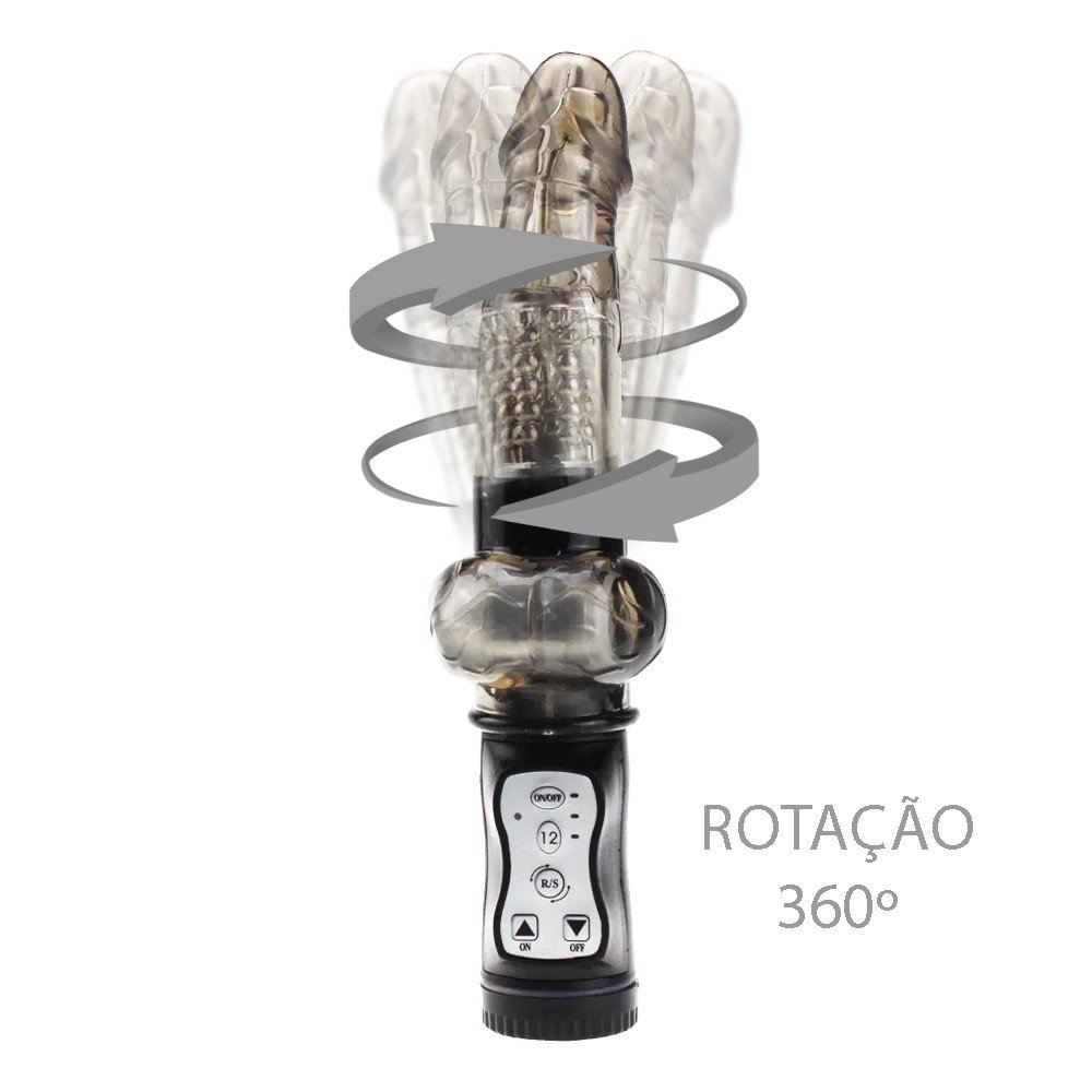 Vibrador Rabbit Formato de Pênis com 12 Vibrações Fumê | Foto 04