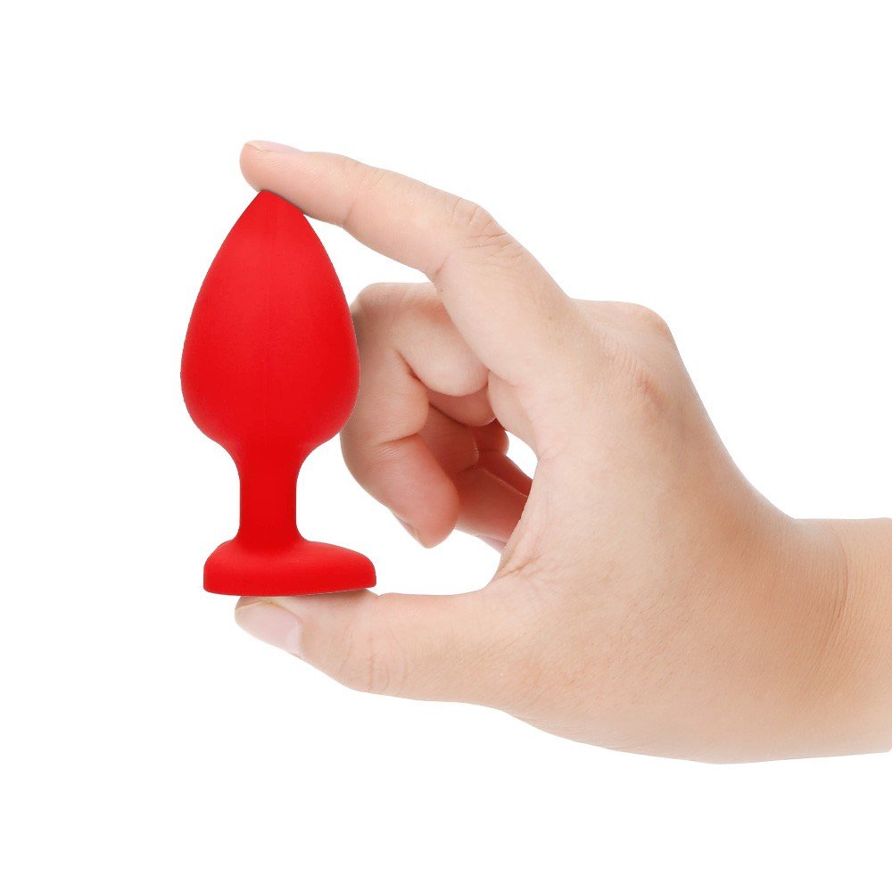 Plug Anal Joia em Silicone com Base em Formato de Cora��o Tamanho P Vermelho | Foto 05
