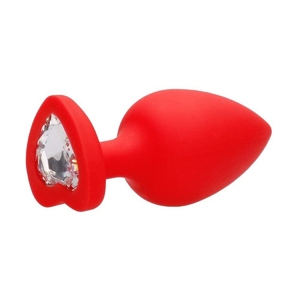 Plug Anal Joia em Silicone com Base em Formato de Cora��o Tamanho G Vermelho | Foto 04