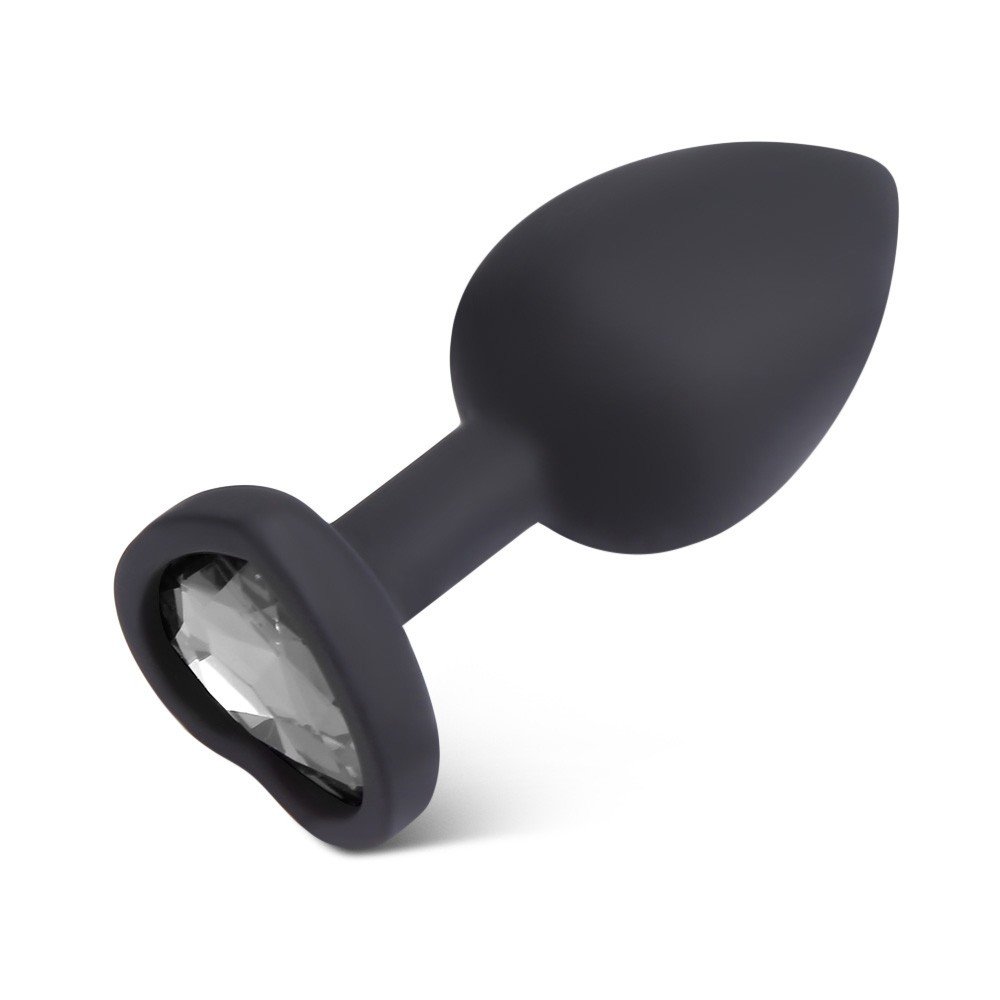 Plug Anal Joia em Silicone com Base em Formato de Cora��o Tamanho M Preto | Foto 02