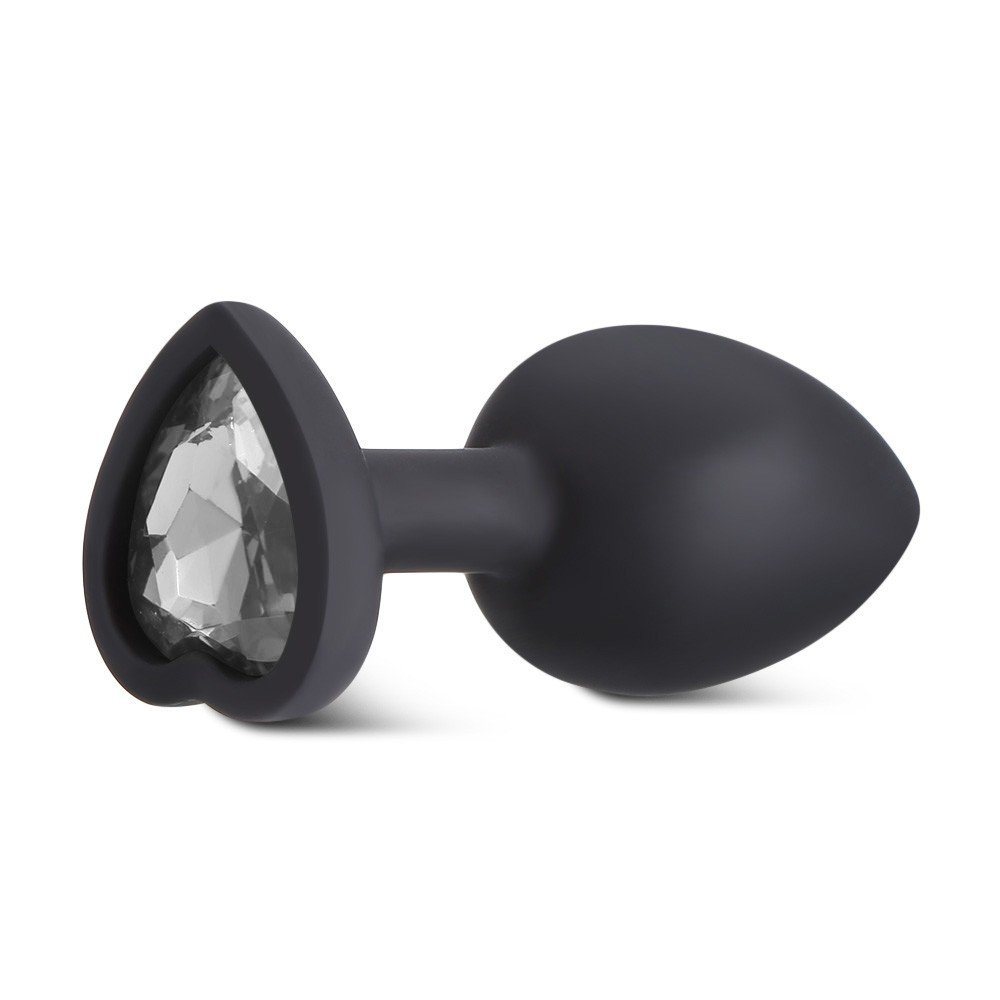 Plug Anal Joia em Silicone com Base em Formato de Cora��o Tamanho M Preto | Foto 04