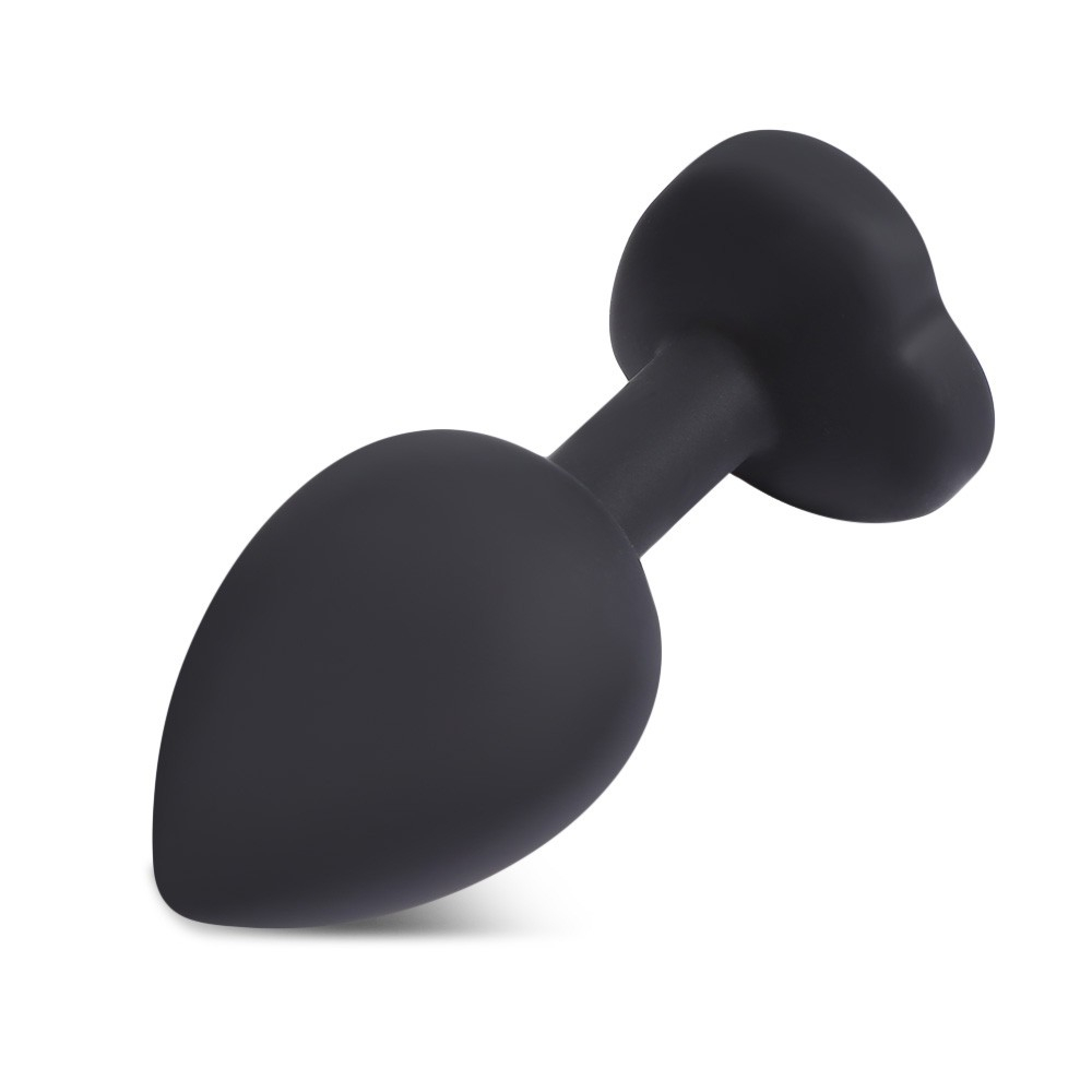 Plug Anal Joia em Silicone com Base em Formato de Cora��o Tamanho G Preto | Foto 03